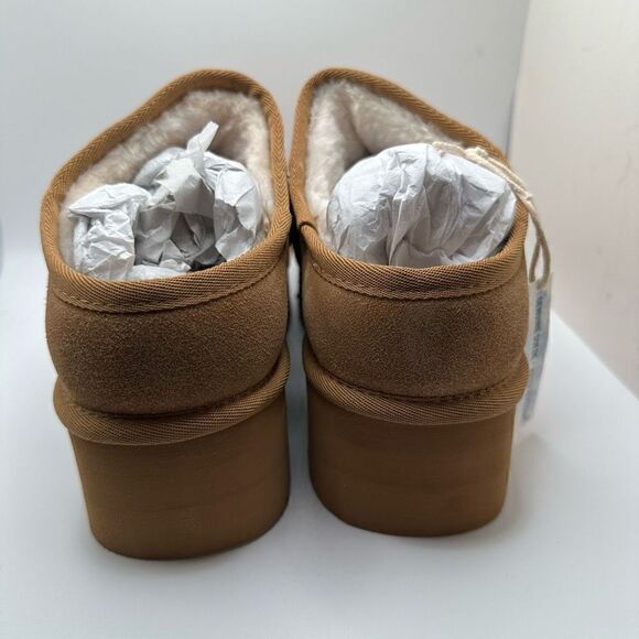 CUSHIONAIRE Women's Genuine Suede Cozy Mule Platform +Memory Foam 11 CHESTNUT - Picture 4 of 7